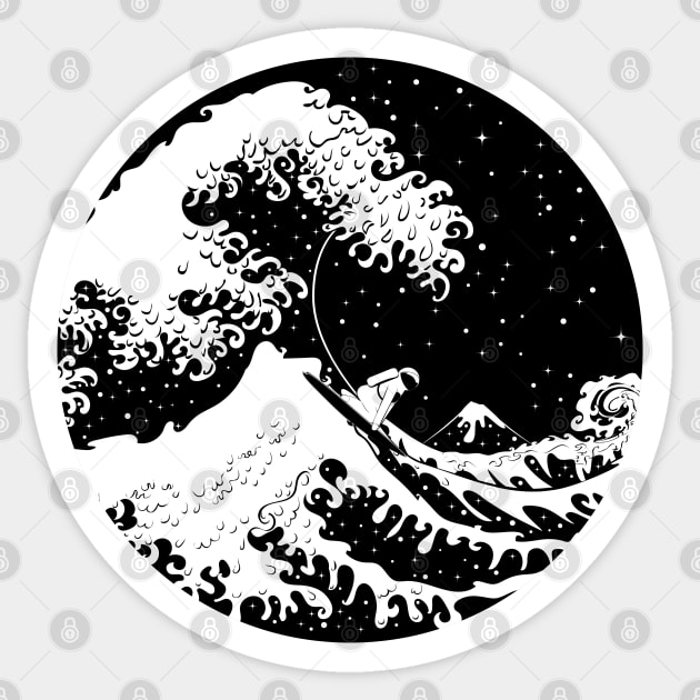 Dizzy ride on The Great wave off Kanagawa Sticker by AnnArtshock